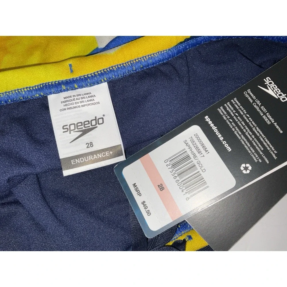 NIP Men Speedo Competitive Endurance+ Glimmer Brief Swim Trunks Gold Sapphire 28